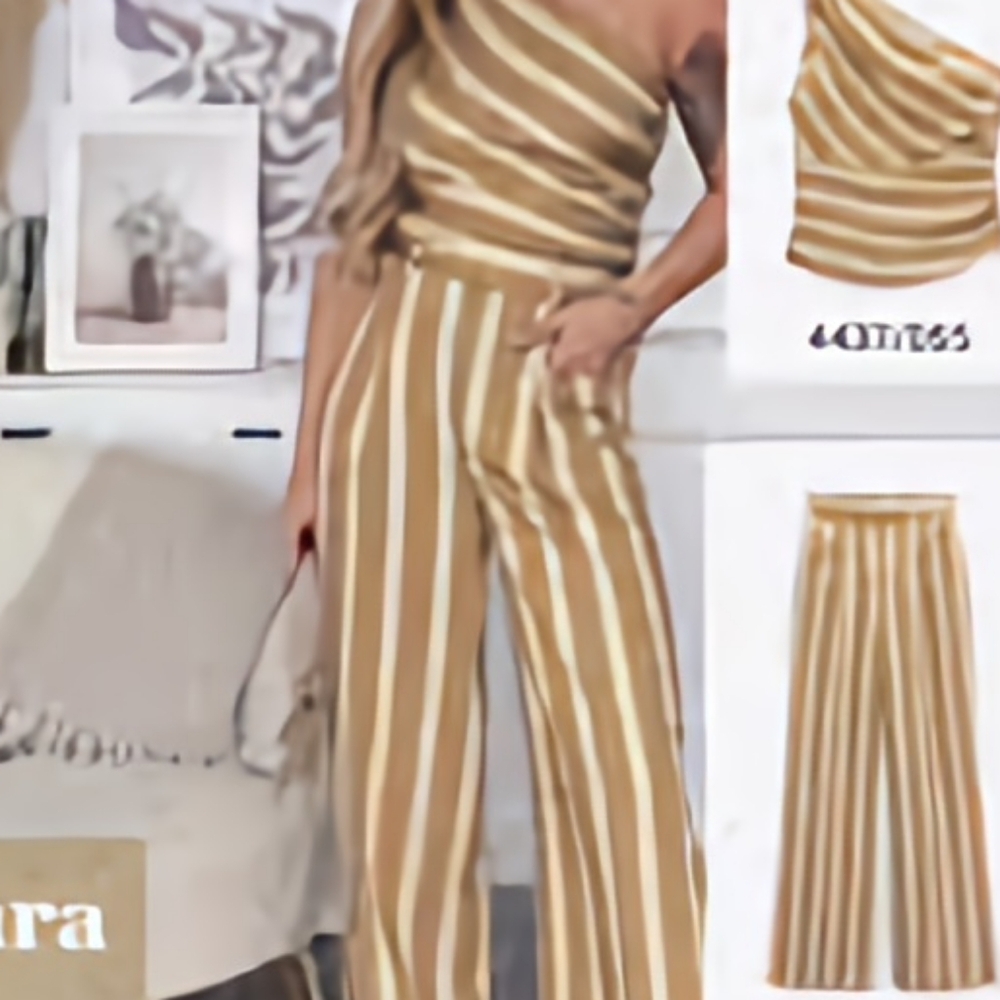 ZARA STRIPED ASYMMETRIC JACQUARD TOP TOFFEE Nwt TOP ONLY